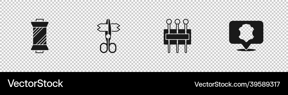 Set sewing thread on spool scissors needle Vector Image