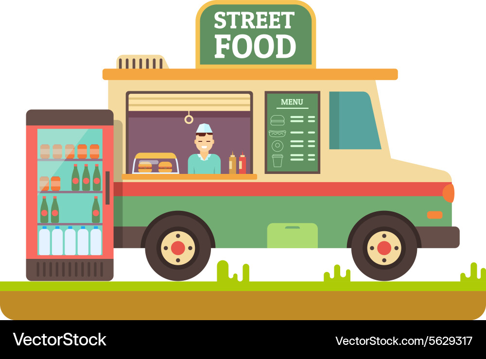 Store fast food van Royalty Free Vector Image - VectorStock