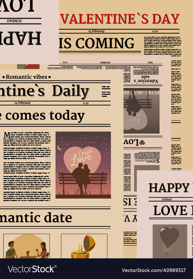 Valentine s day newspaper seamless pattern