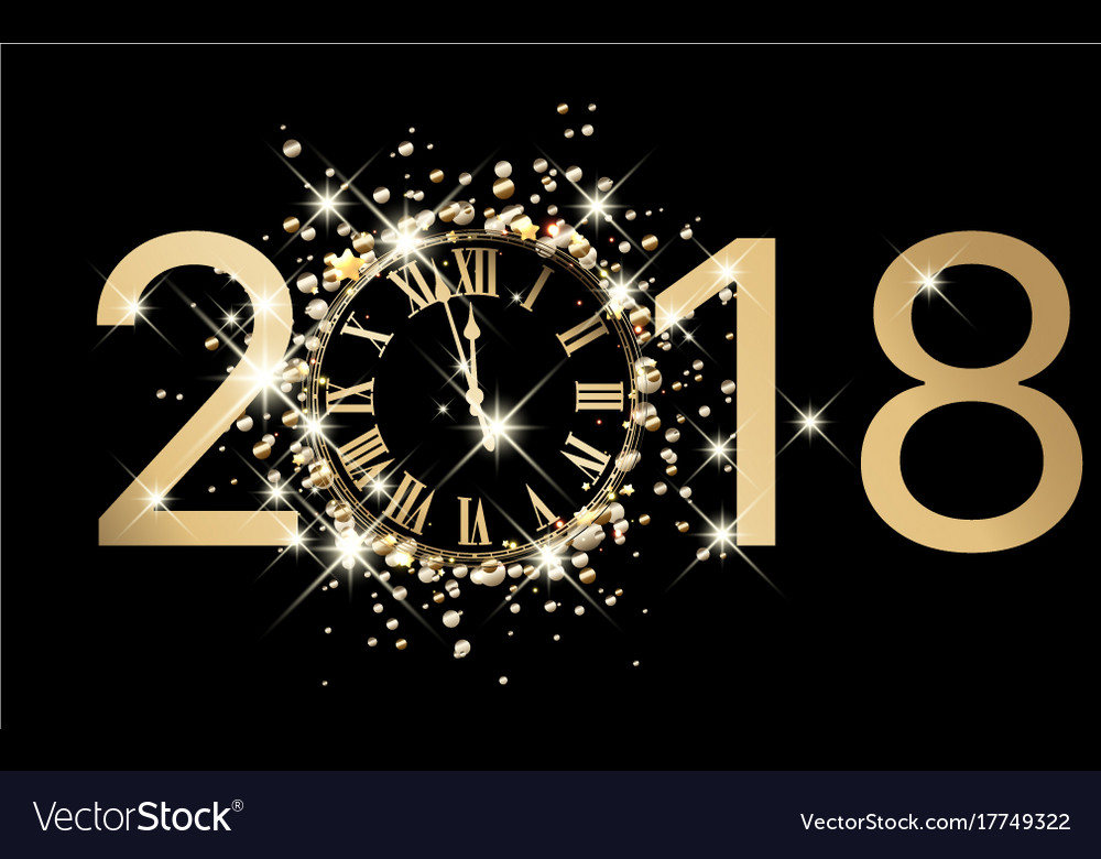 2018 new year background with clock