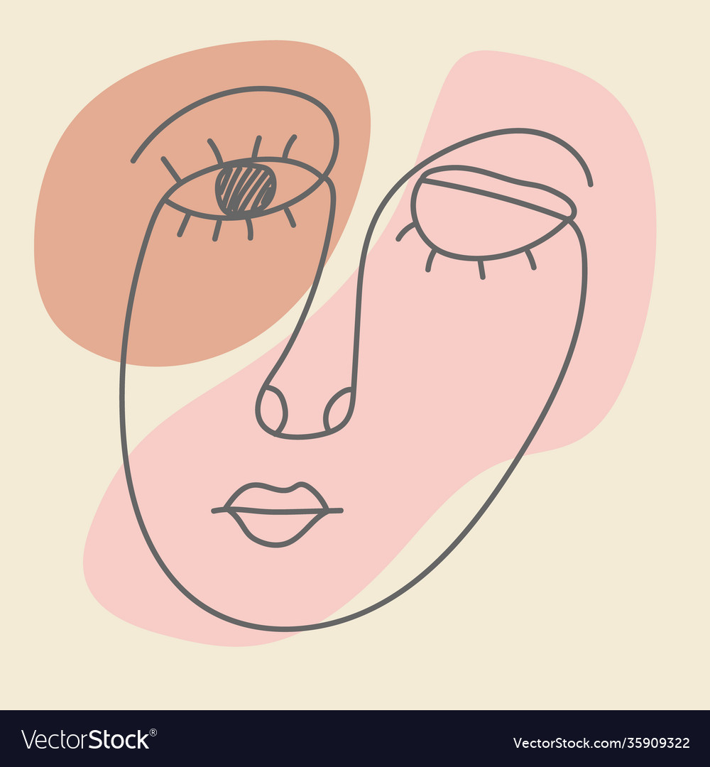 Abstract face in a minimalist style linear Vector Image Abstract face in a minimalist style linear