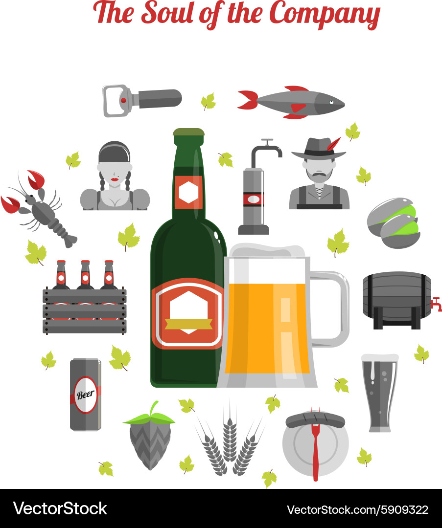 Beer concept flat Royalty Free Vector Image - VectorStock