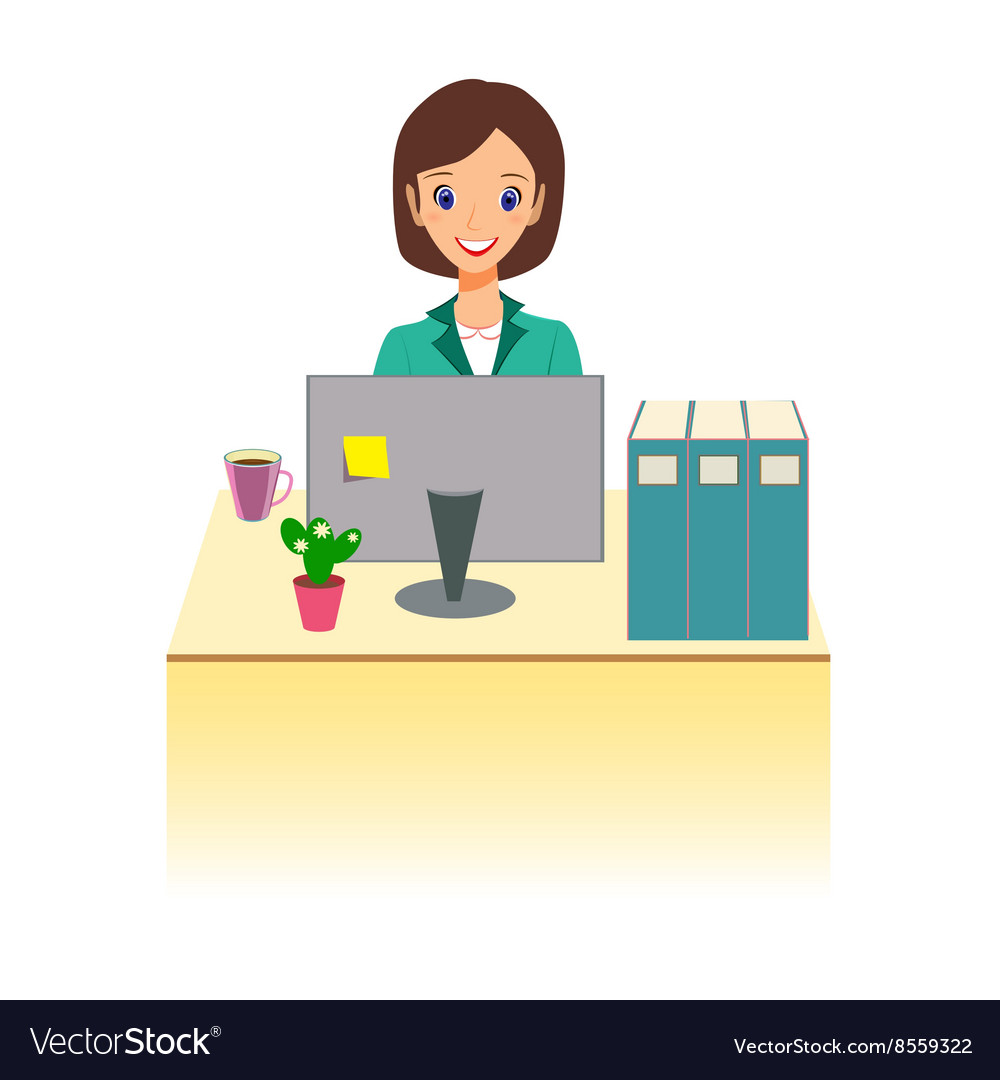 Business woman working in office character design