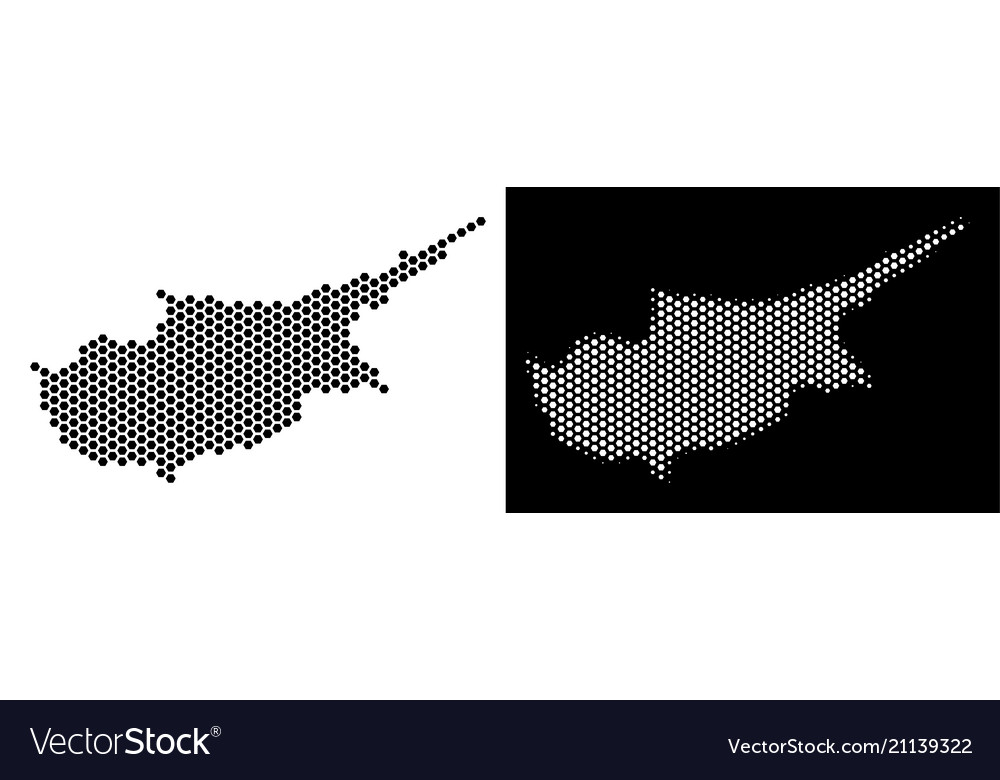 Cyprus island map hexagonal abstraction