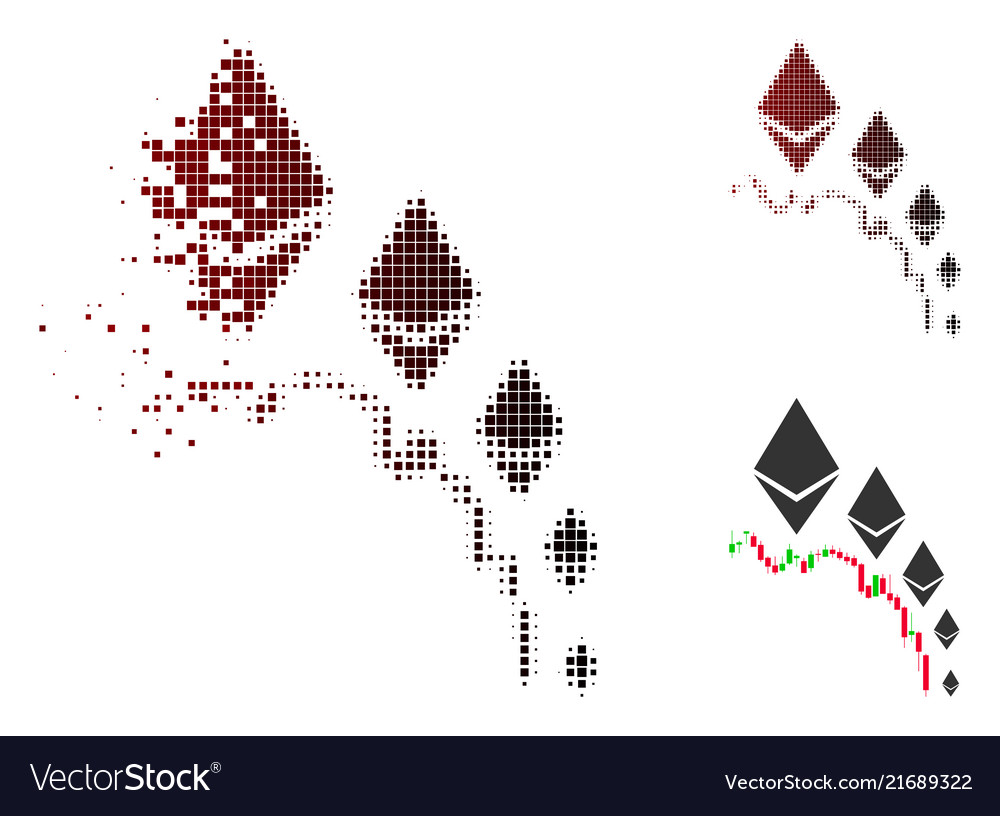 Disintegrating dot halftone ethereum deflation Vector Image Disintegrating dot halftone ethereum deflation