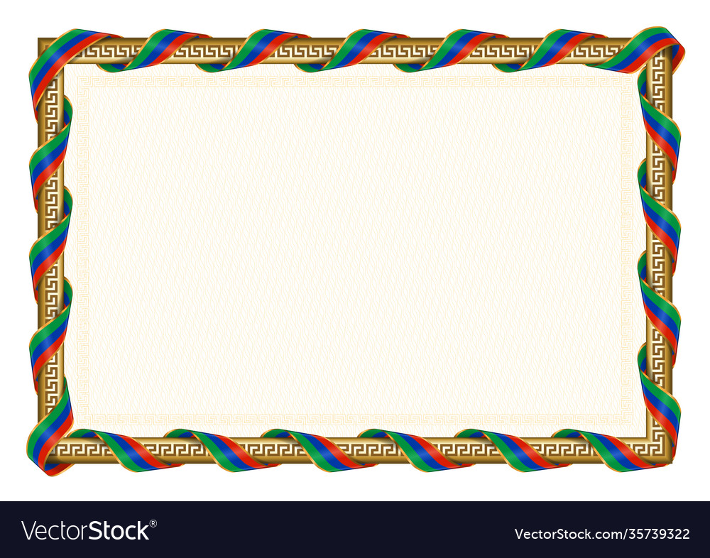 Horizontal frame and border with dagestan flag Vector Image