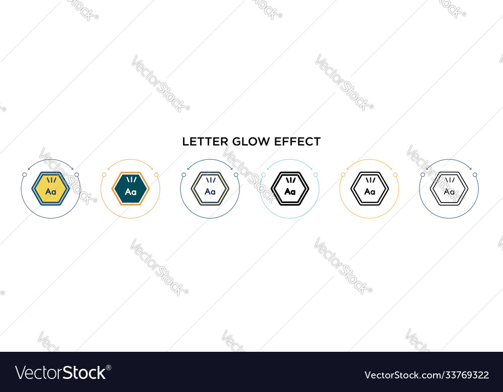 Letter glow effect icon in filled thin line