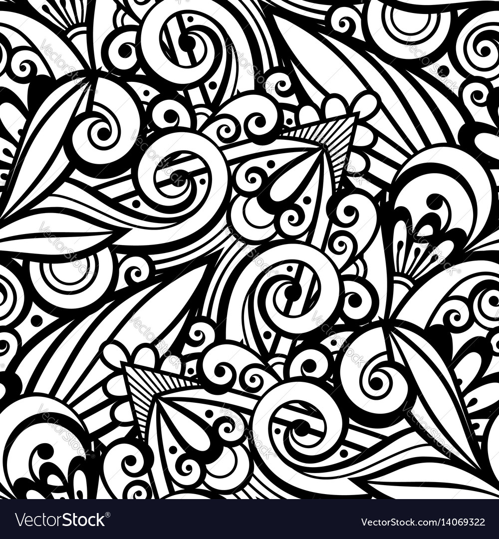 Monochrome Seamless Pattern With Floral Ornament Vector Image