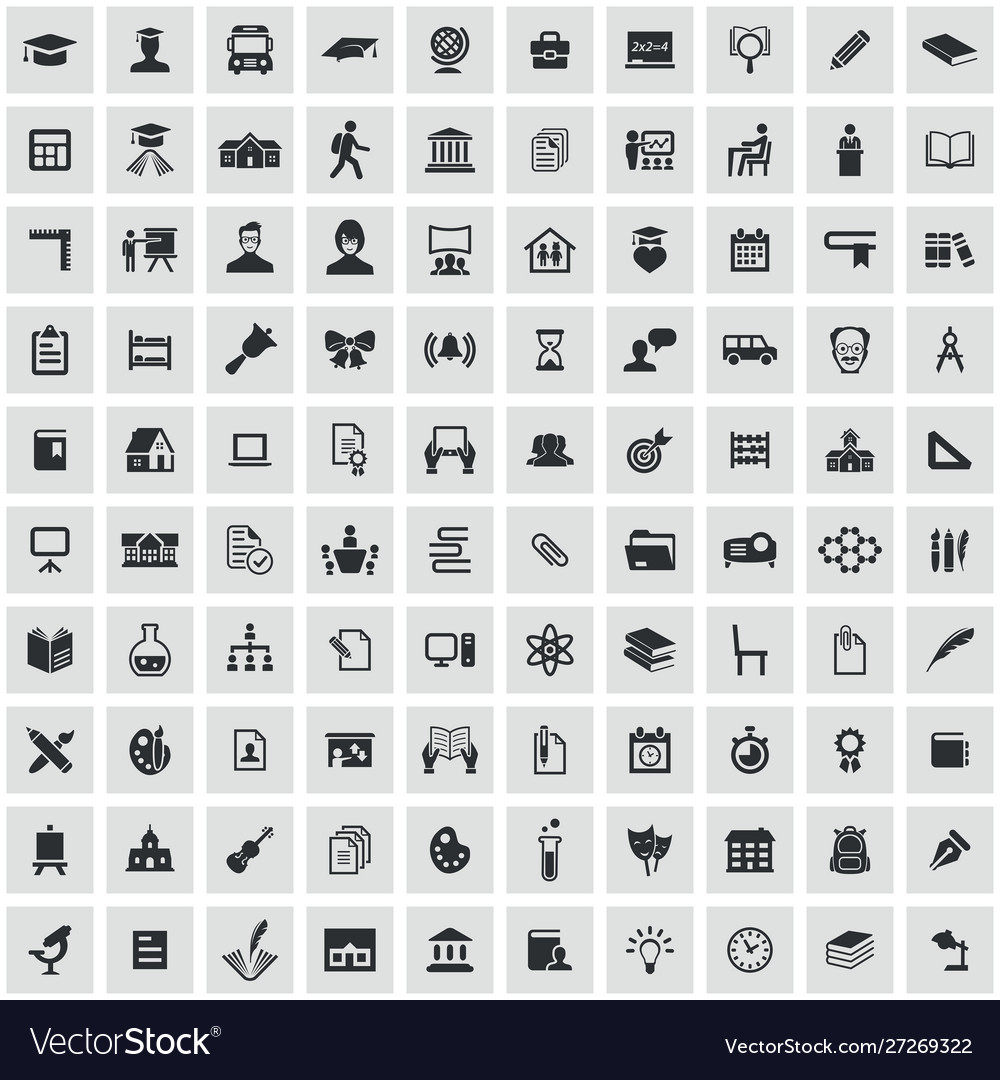 School 100 icons universal set for web and ui