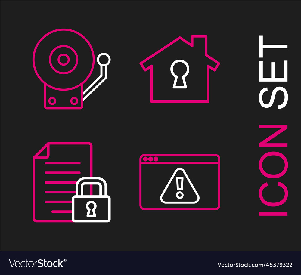 Set line browser with exclamation mark document vector image Set line browser with exclamation mark document