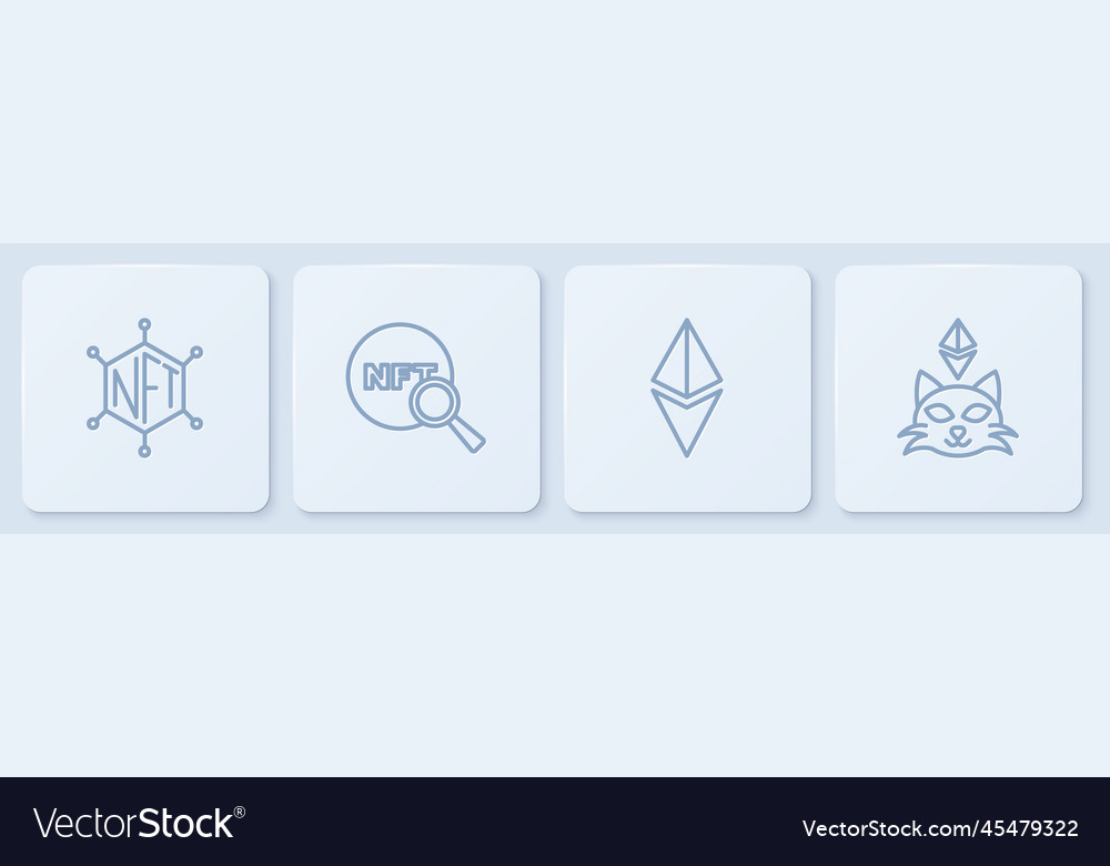 Set line nft blockchain technology ethereum eth vector image Set line nft blockchain technology ethereum eth