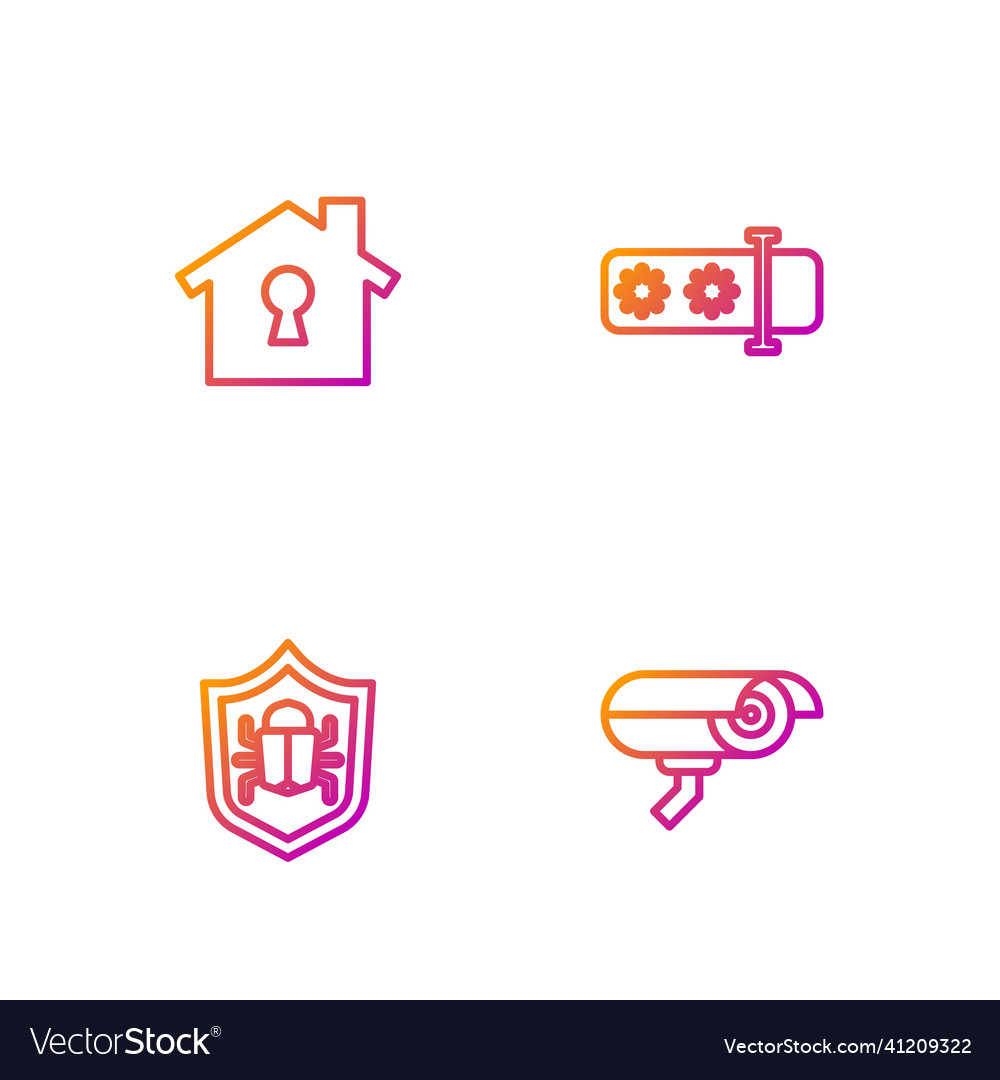 Set line security camera system bug house under vector image Set line security camera system bug house under