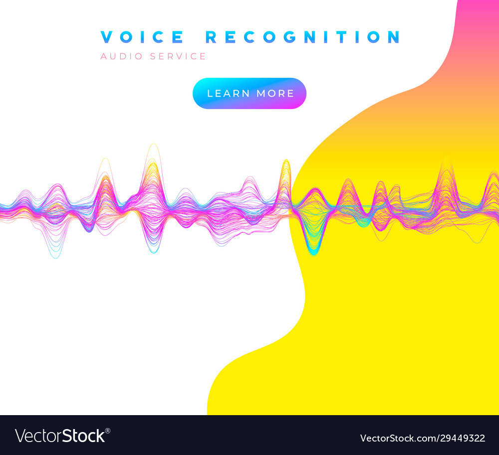 Voice recognition ai concept page with colorful Vector Image Voice recognition ai concept page with colorful