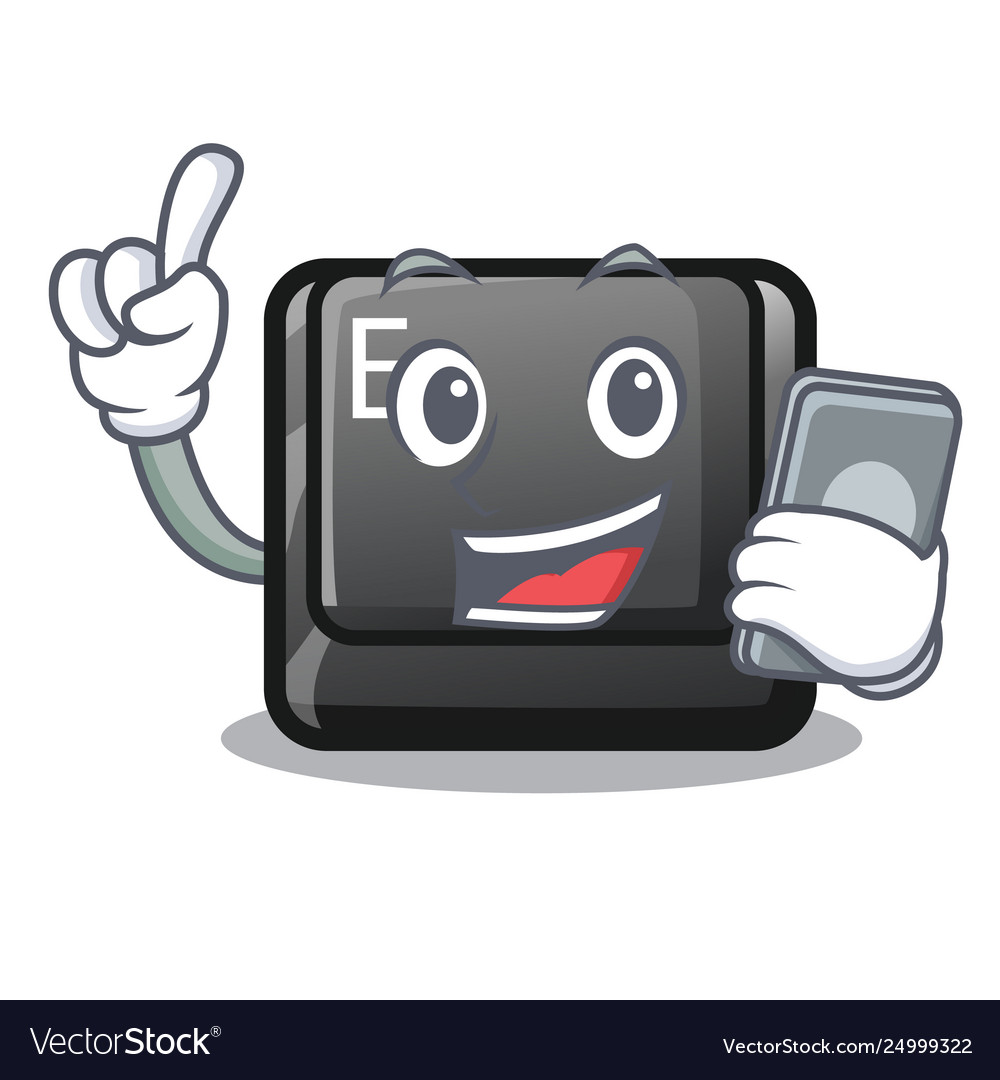 With phone button e isolated character