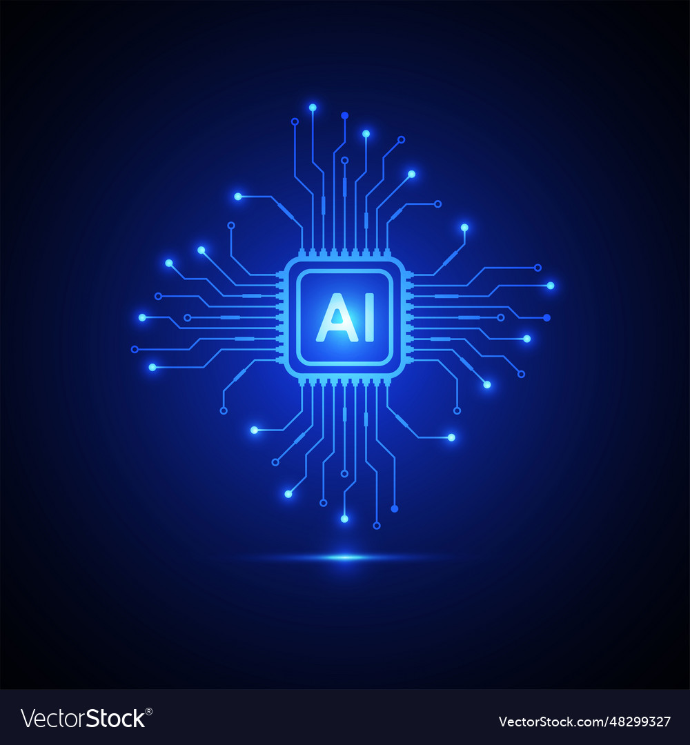 Artificial intelligence circuit line style vector image Artificial intelligence circuit line style