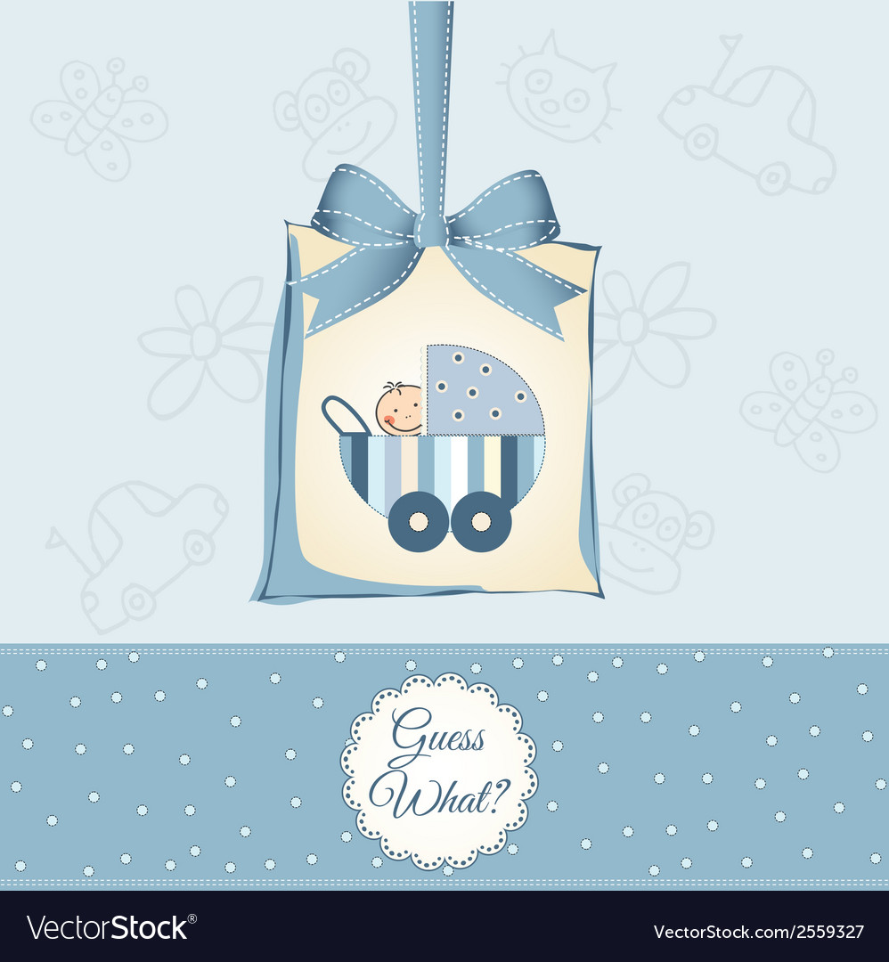 Baby boy announcement card with and pram