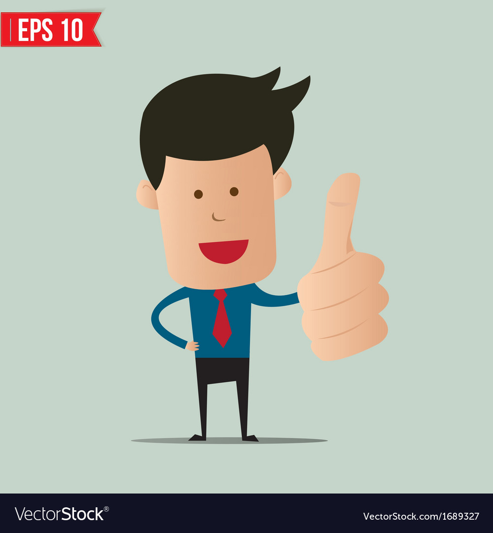 Cartoon business man showing thumbs up