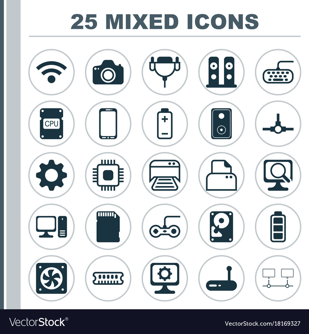 Computer icons set collection of wireless