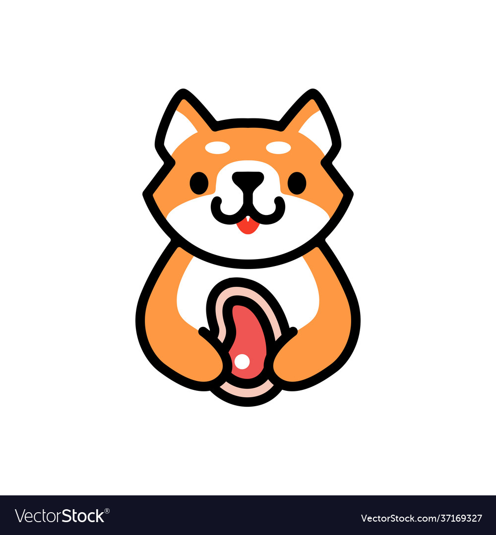 Cute shiba inu meat food dog cartoon logo icon Vector Image