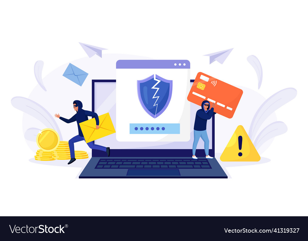 Cyber criminals hacking and stealing email Vector Image