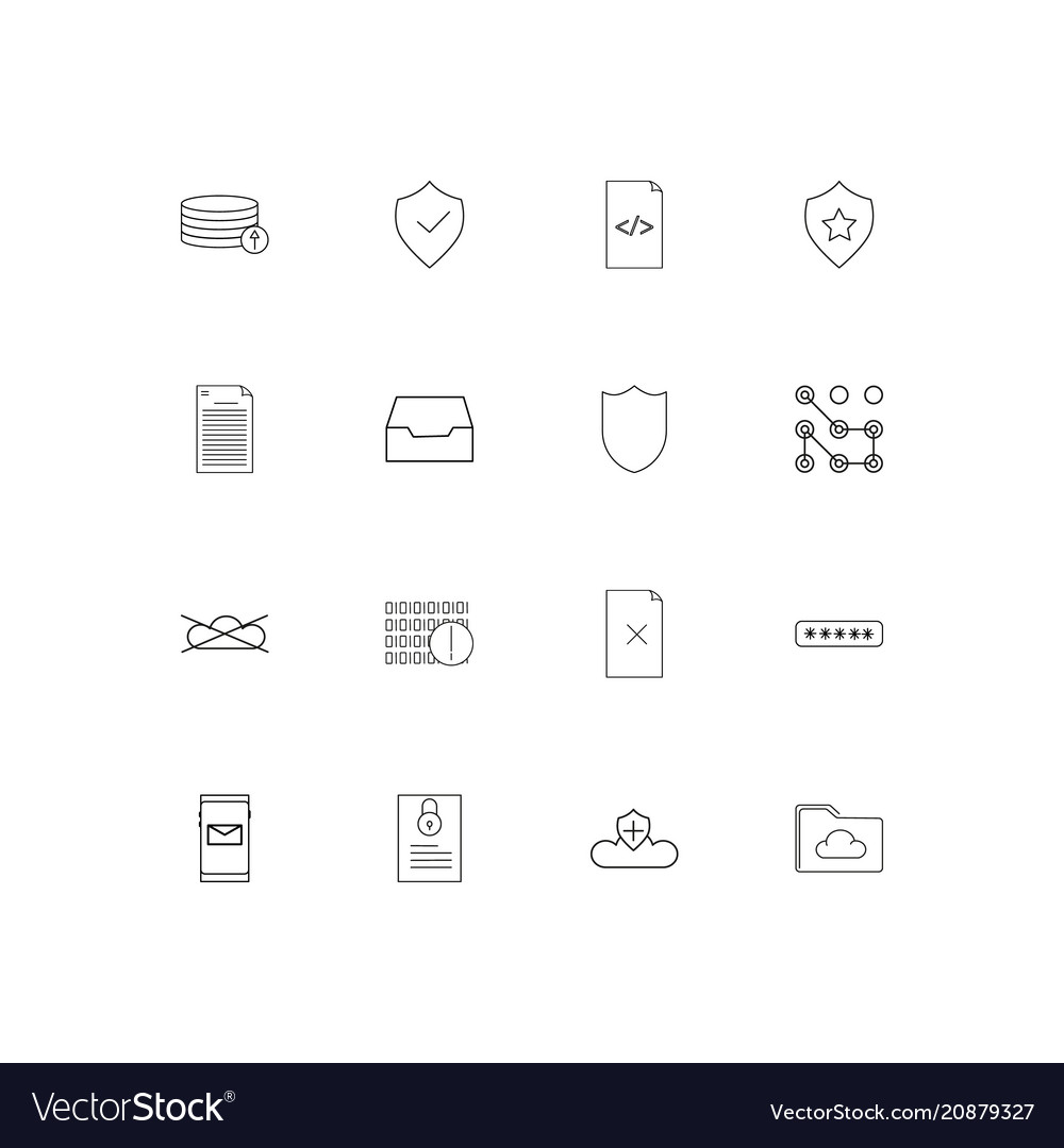 Cyber security linear thin icons set outlined