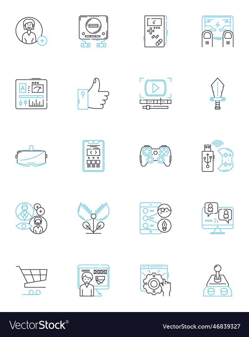 Cyber world linear icons set encryption hackers vector image Cyber world linear icons set encryption hackers