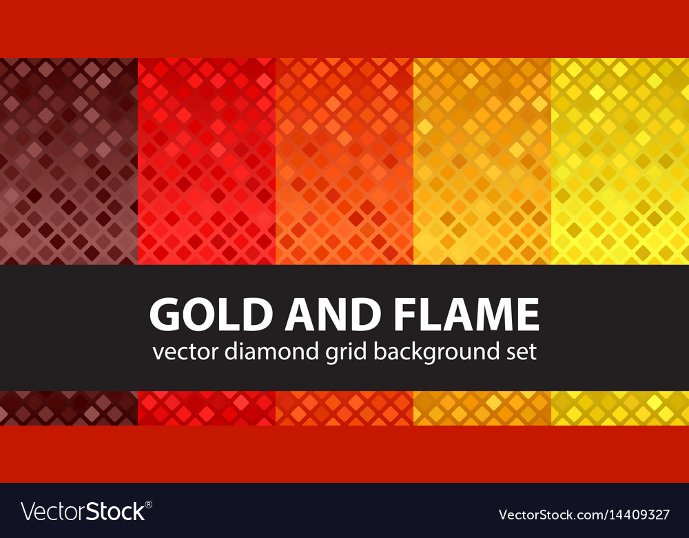 Diamond pattern set gold and flame seamless