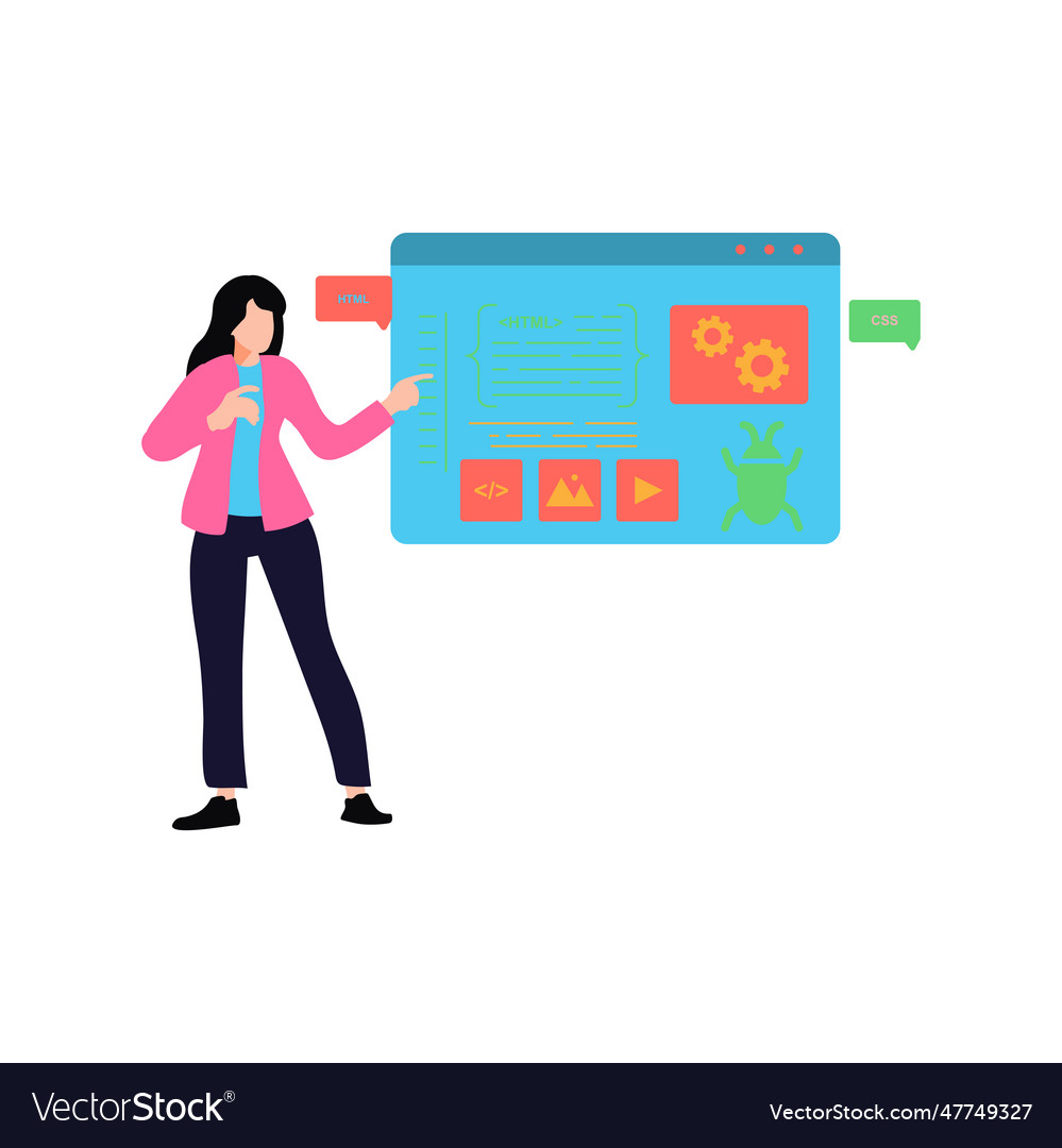 Girl is working on html coding