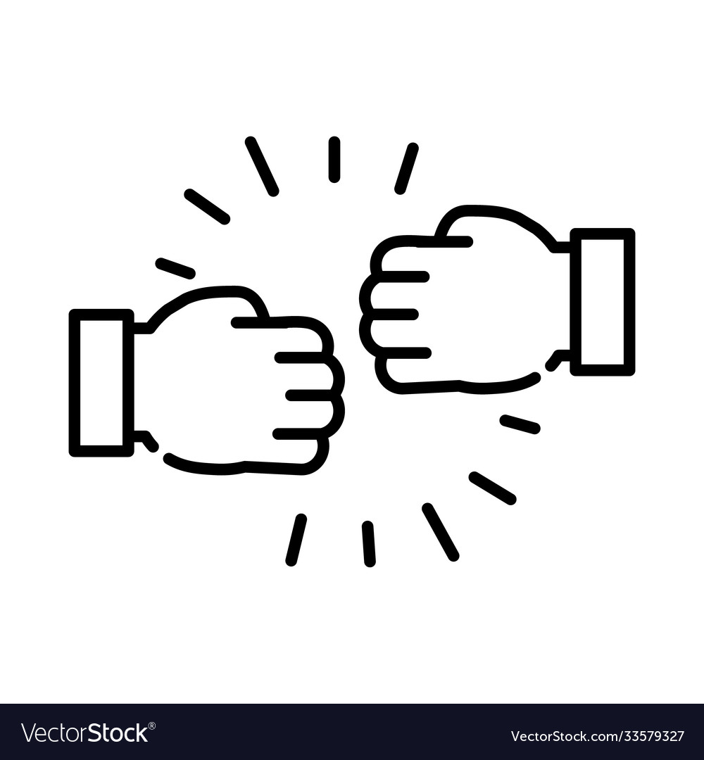 Handshake fists line style icon