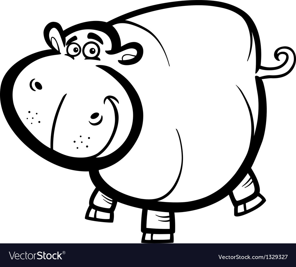 Hippo Or Hippopotamus For Coloring Book Royalty Free Vector