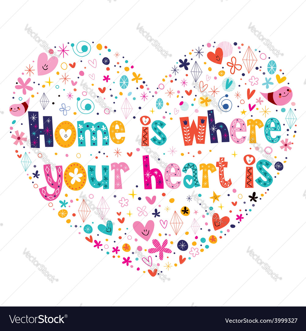 Home Is Where Your Heart Is Quote Lettering Heart Vector Image