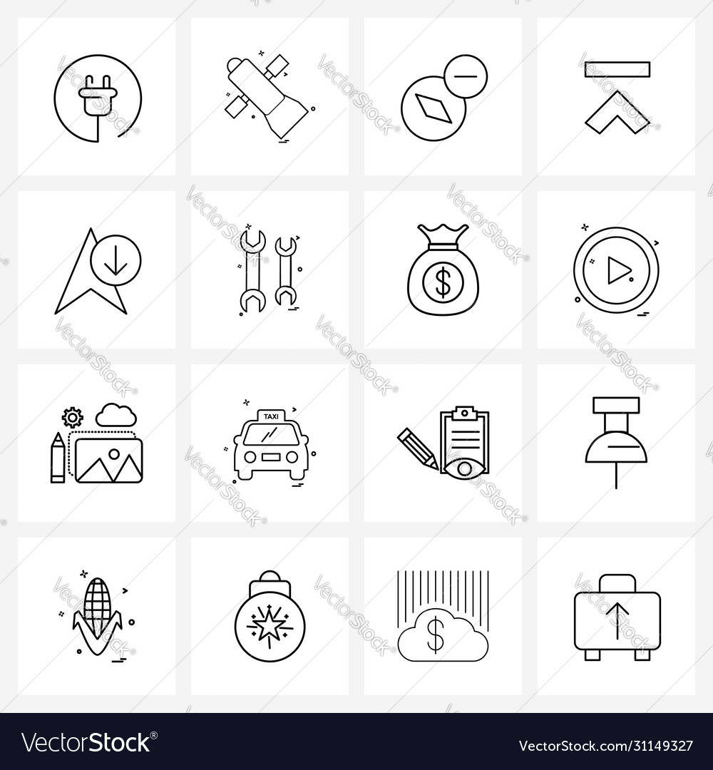 Isolated symbols set 16 simple line icons