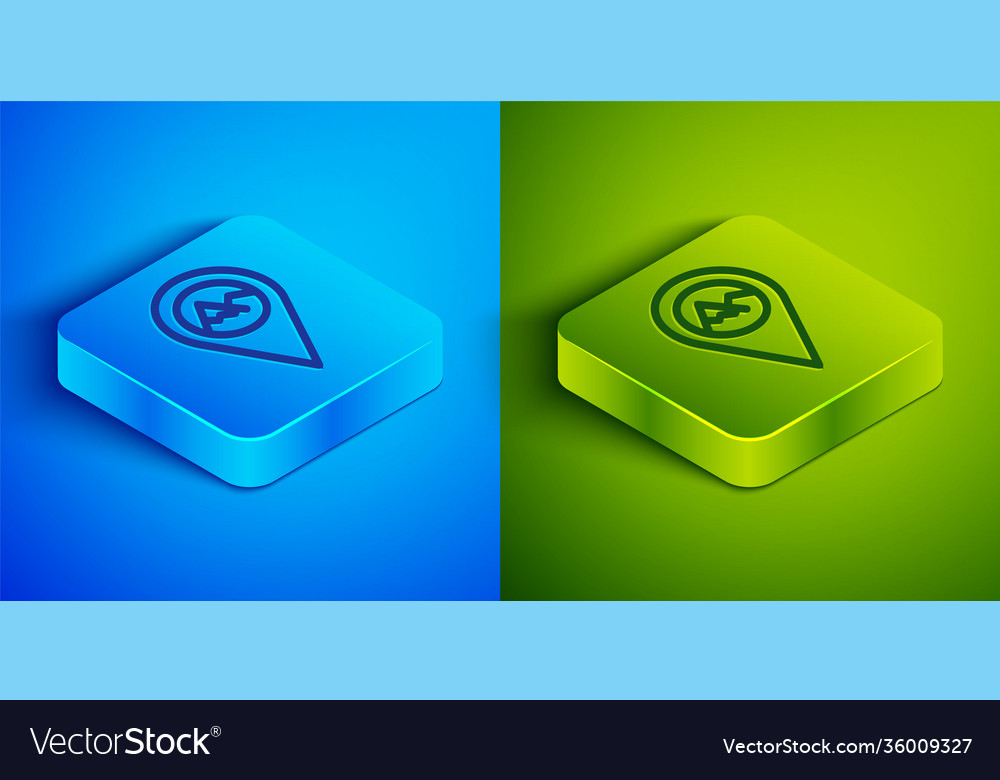 Isometric line map pointer with mountain icon vector image Isometric line map pointer with mountain icon