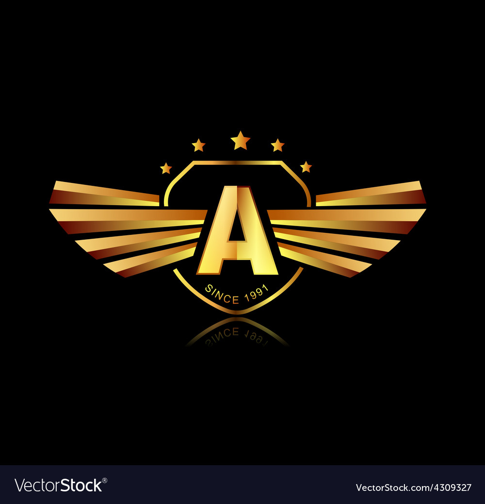 Letter a winged crests logo alphabet logotype Vector Image