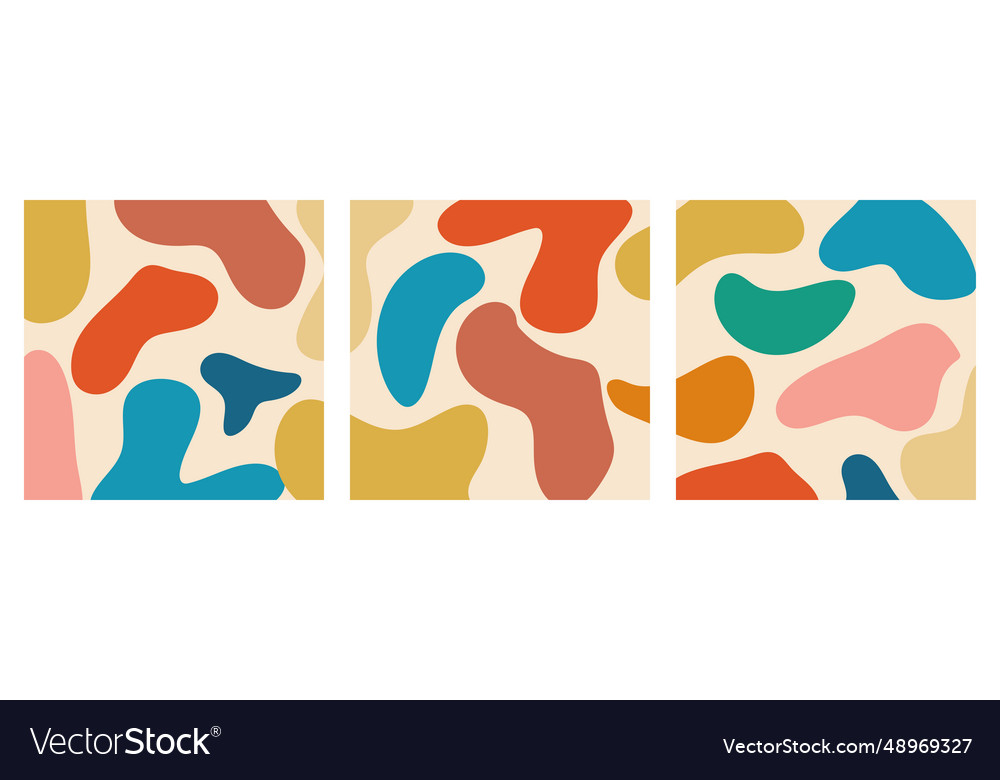 Naive playful abstract shapes background set