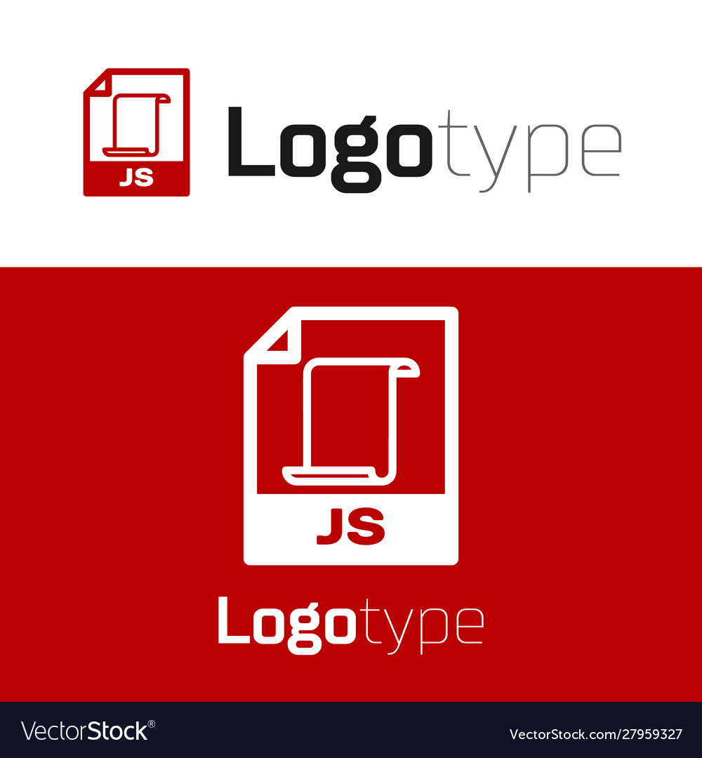 Red js file document download button icon vector image Red js file document download button icon