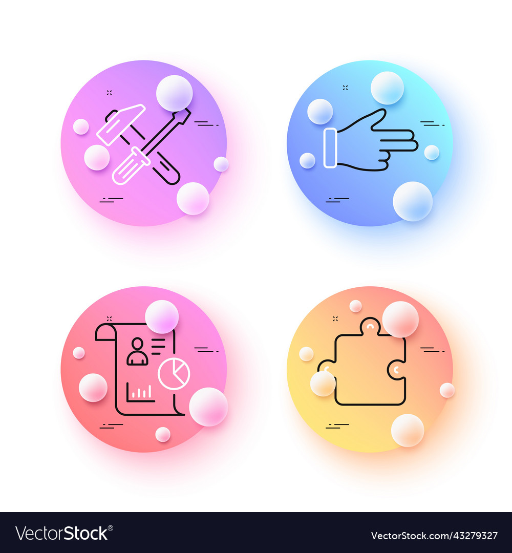 Report click hand and puzzle minimal line icons