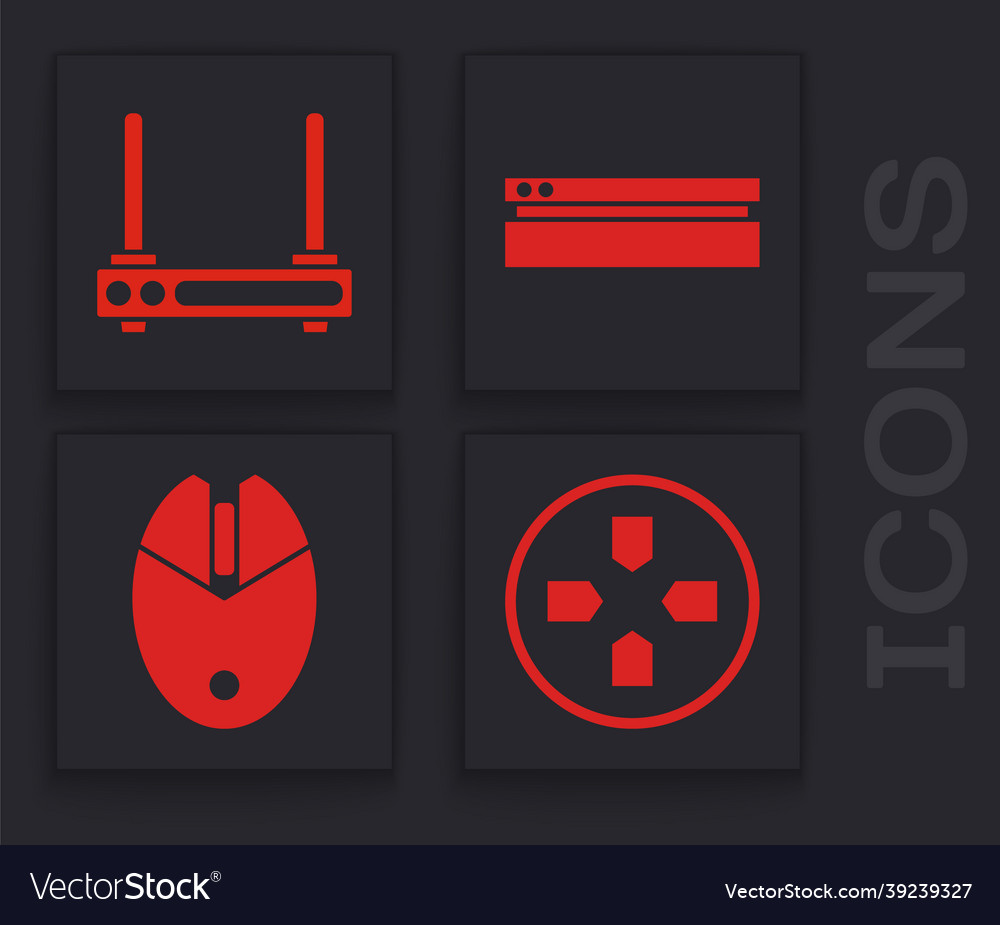Set gamepad router and wi-fi signal video game vector image Set gamepad router and wi-fi signal video game