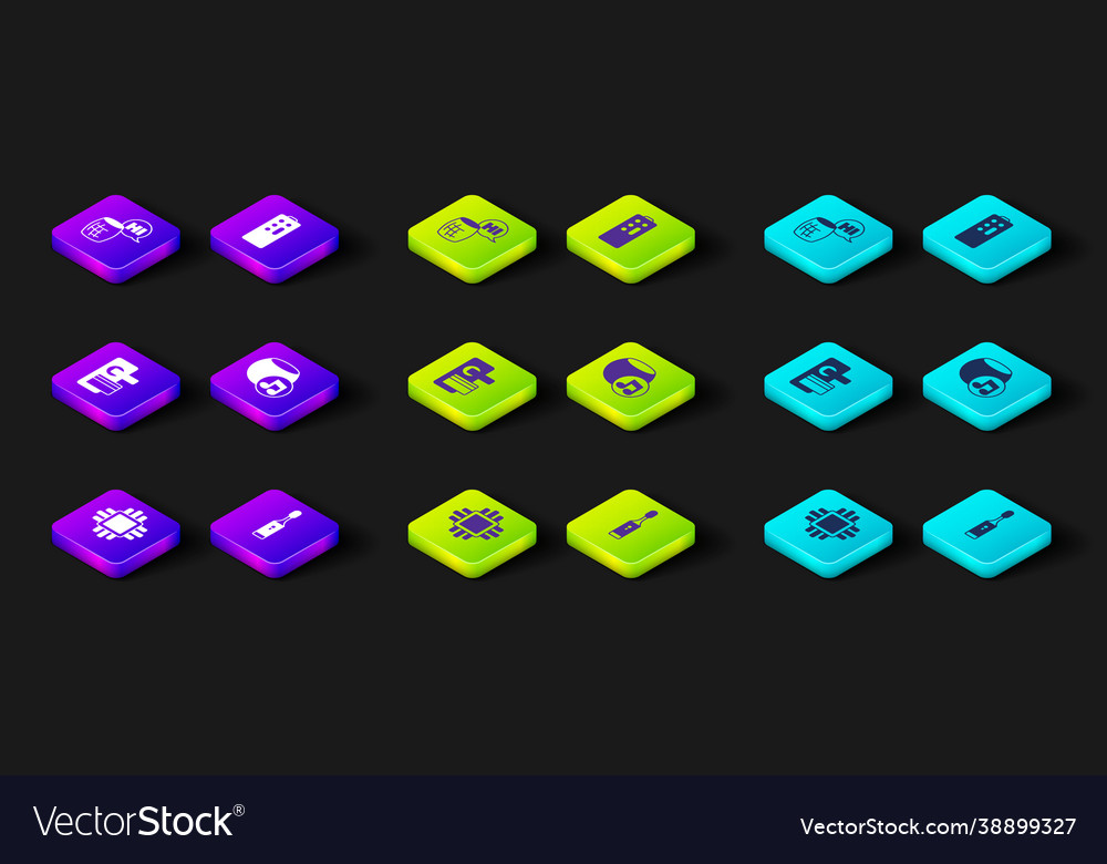 Set processor with cpu electric toothbrush vector image Set processor with cpu electric toothbrush