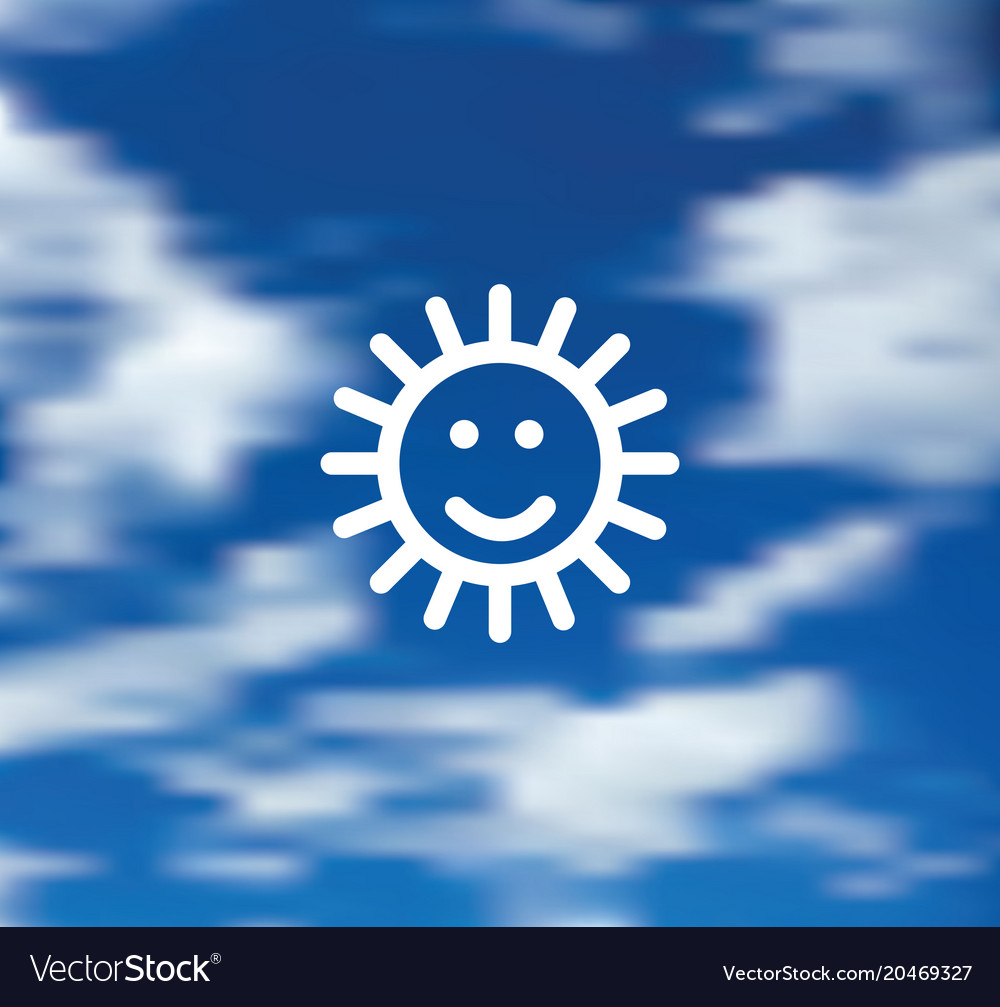 Smile sun symbol blue sky background icon Vector Image