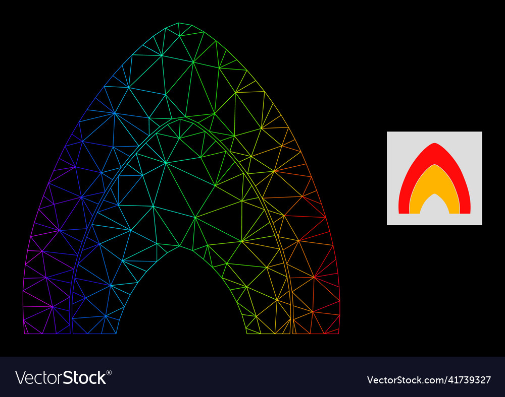 Spectrum gradient polygonal net fire flame icon vector image Spectrum gradient polygonal net fire flame icon