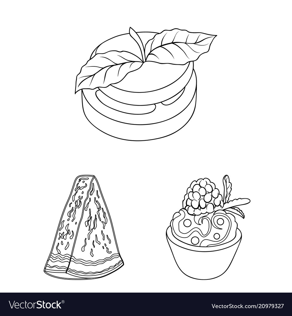 Vegetarian dish outline icons in set collection