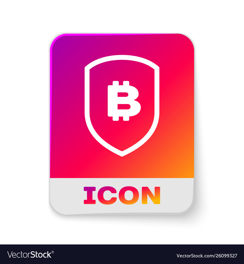 White shield with bitcoin icon isolated on Vector Image White shield with bitcoin icon isolated on