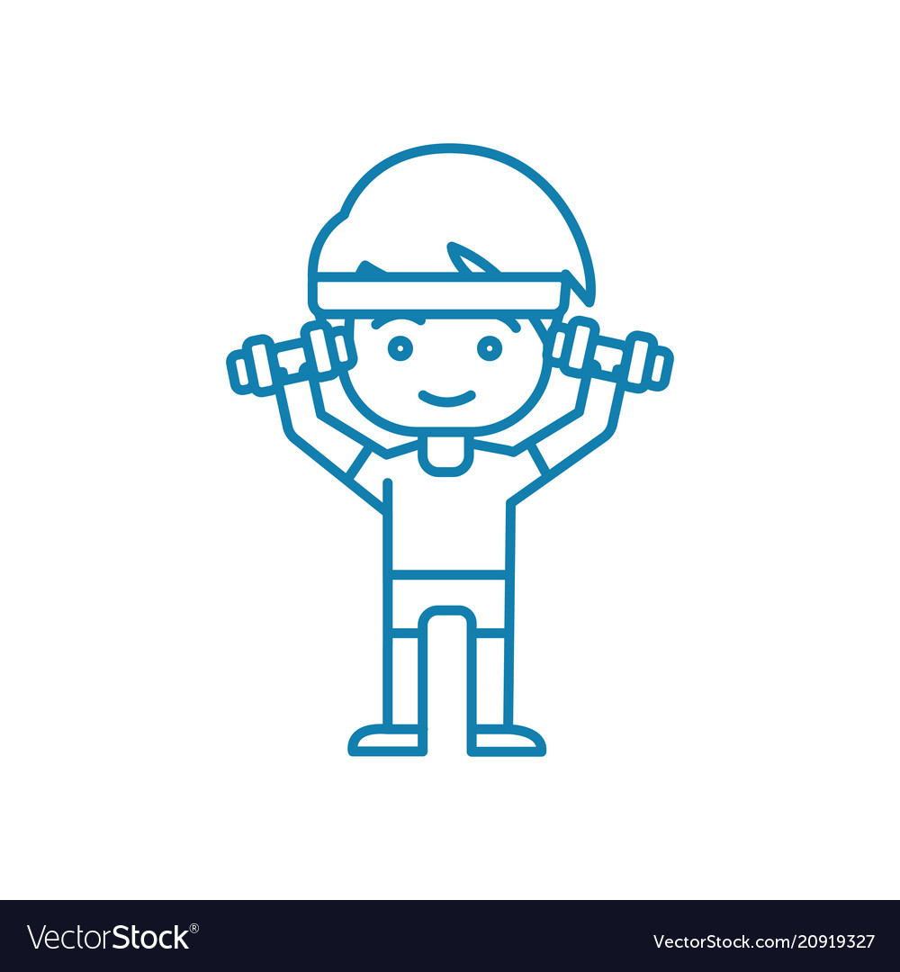 Working out with dumbbells linear icon concept Vector Image Working out with dumbbells linear icon concept