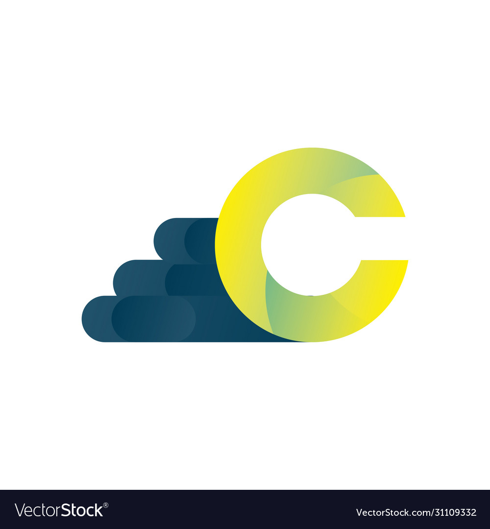 Abstract c shape gradient style icon design
