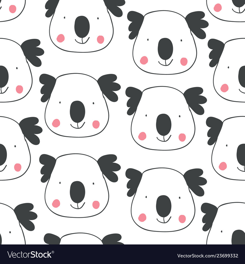 Childish seamless pattern with hand drawn coalas