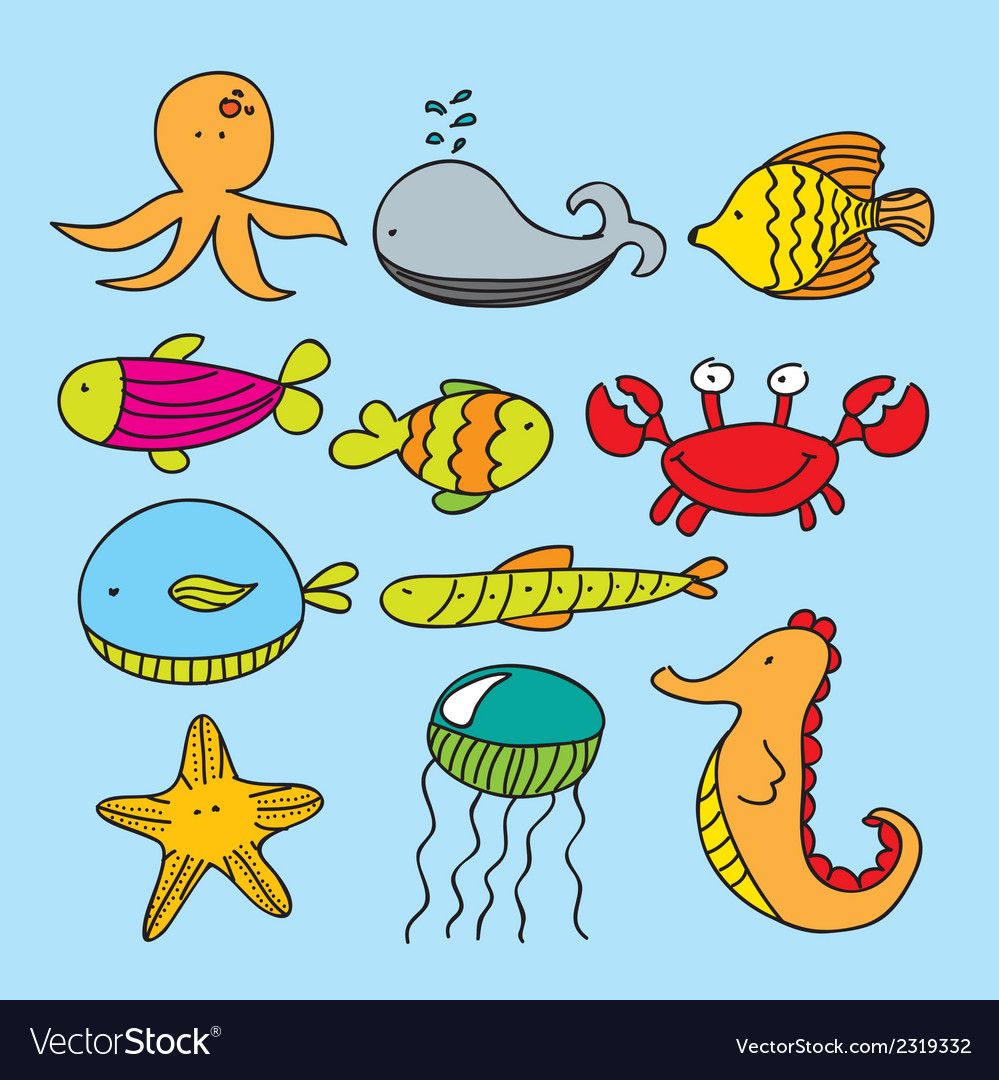 Aquatic Animals Drawings Cliparts, Stock Vector and Royalty Free Aquatic  Animals Drawings Illustrations