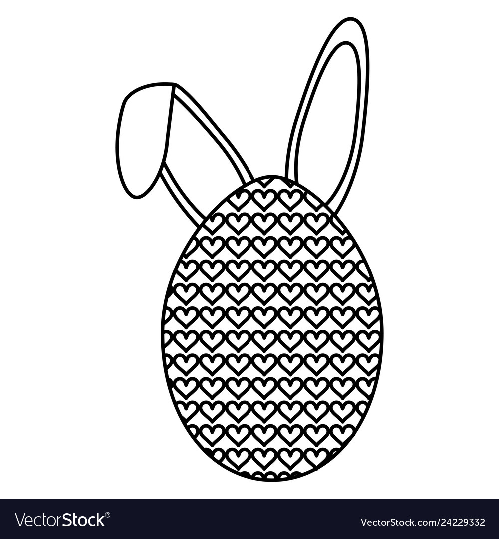 Egg painted with rabbit ears easter icon Vector Image