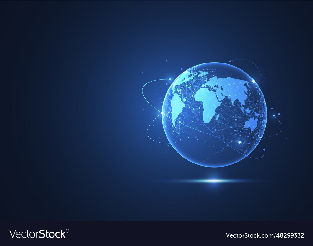 Global network connection world map point vector image Global network connection world map point