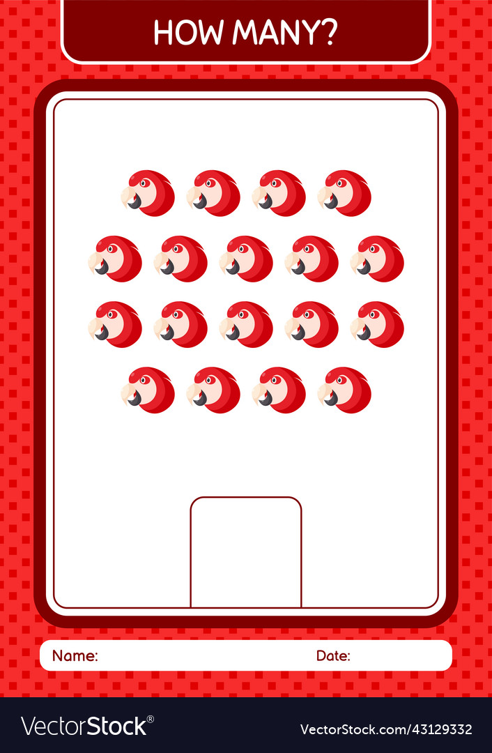 How many counting game with parrot worksheet